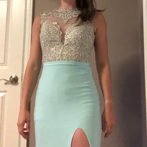 Sexy Mint Sparkly Prom Dress